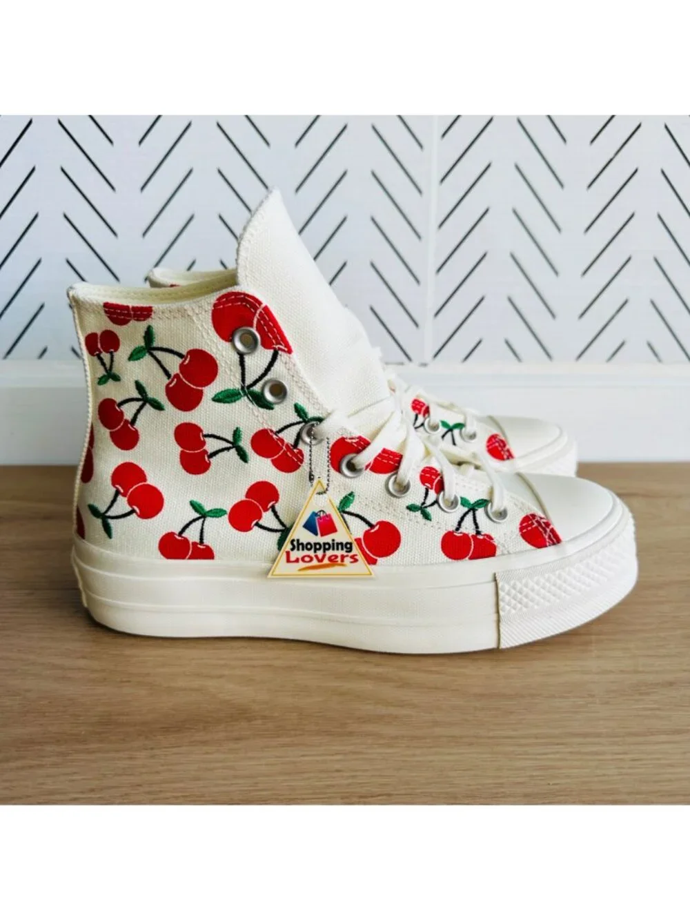 ⭐Converse Ctas Lift Platform Cherries 6.5 Womens Shoes Egret Red Sneaker A08096C